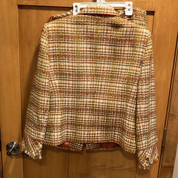 Kasper Tweed 2 piece Suit Blazer jacket & Skirt  14 petite orange/cream/green - Picture 7 of 8